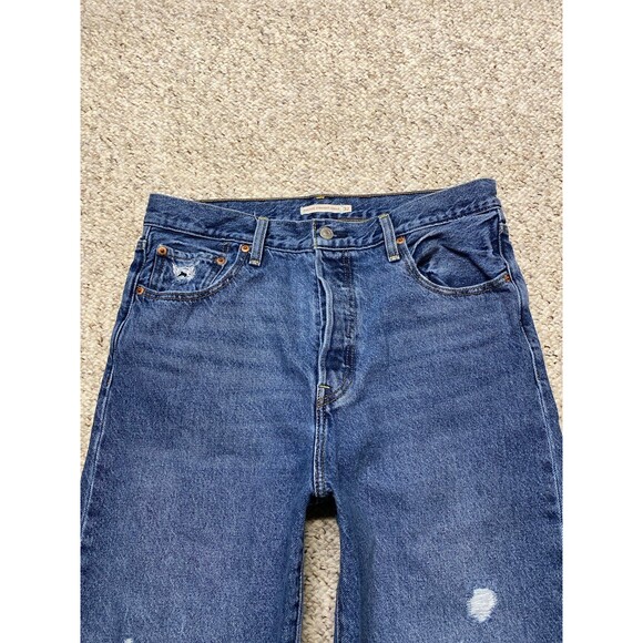 32 Levi's 90s High-Rise Buttonfly Ribcage Straight Ankle Crop Distressed - Picture 2 of 8